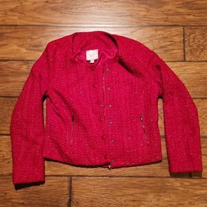 Romeo & Juliet Couture women's medium red zippered and snap front blazer…